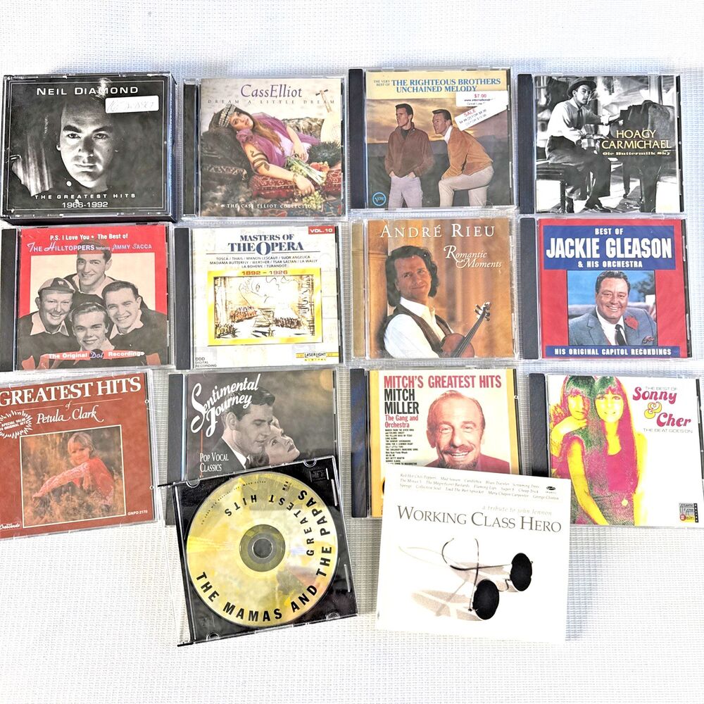 Lot of 15+ Vintage Music CDs. May include Oldies, Folk, Soft Rock, Country, etc.